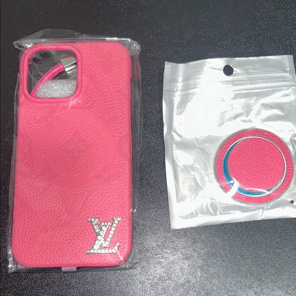 Apple Other - Pink Designer Phone Case with Ring Holder 14 pro max